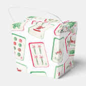 Watercolor Mahjong Red & Green Christmas Monogram Bedankdoosjes (Achterkant)