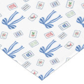 Watercolor Mahjong Tiles & Bows Korte Tafelloper (Hoek)