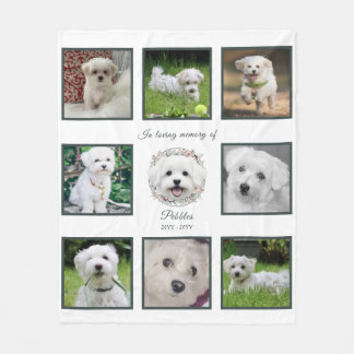 Watercolor Maltese and Floral Wreath Memorial Fleece Deken