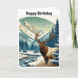 Watercolor Mannetjeseland Rocky Mountains Verjaard Kaart