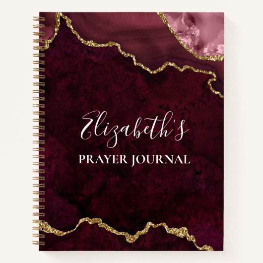 Watercolor Marble Geode Rose Gold Prayer Journal (Devant)
