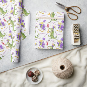 Watercolor Mardi Gras Dierenparade Feest Cadeaupapier
