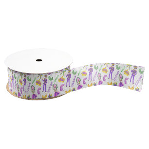 Watercolor Mardi Gras-feest Grosgrain Lint