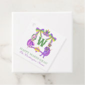 Watercolor Mardi Gras Monogram Crest Bedankjes Labels (In situ)