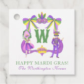 Watercolor Mardi Gras Monogram Crest Bedankjes Labels (Voorkant)