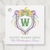 Watercolor Mardi Gras Monogram Crest Bedankjes Labels (Voorkant)