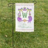 Watercolor Mardi Gras Monogram Crest Papieren Bordje