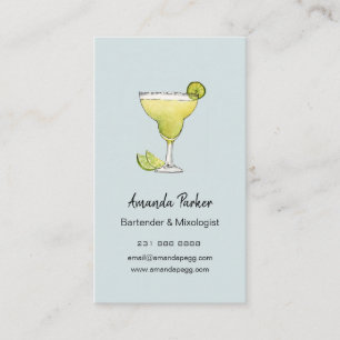 Watercolor Margarita barman, Mixologist Zakelijk Visitekaartje