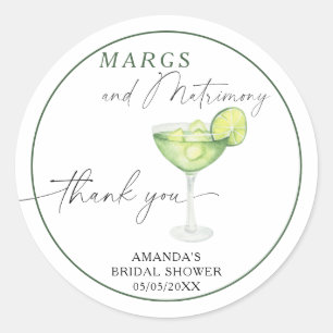 Watercolor Margarita Dank je Bruidsdouche Ronde Sticker