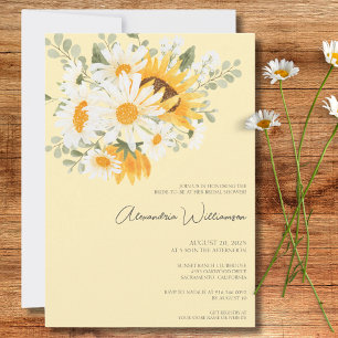 Watercolor Margrieten en Zonnebloemen Bruidsfeestj Kaart