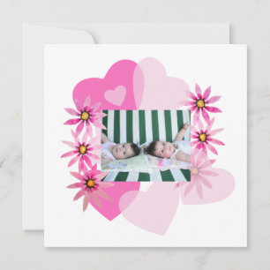 Watercolor Margrieten Roze Harten Foto Tweeling