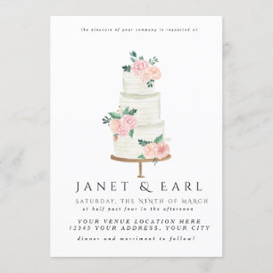 Watercolor Mariage Cake Floral Mariage Invitations