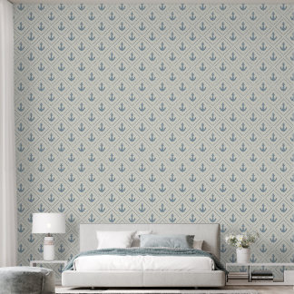 Watercolor Marine Anker Diamant en Crème Kuststijl Behang