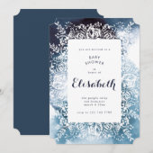 Watercolor Marine Floral Baby shower Invitation (Devant / Derrière)