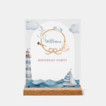 Watercolor maritieme verjaardagsfeest