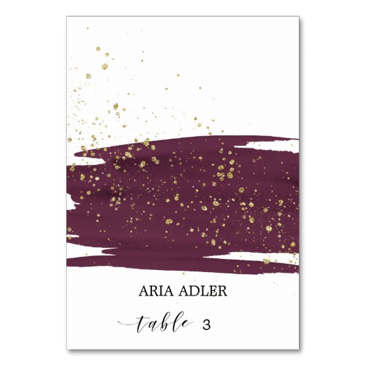 Watercolor Marsala & Gold Mariage Cartes de Place (Par défaut)