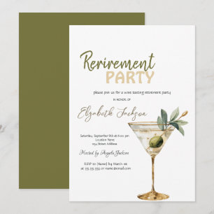 Watercolor Martini Glas Pensioenfeestje Kaart