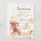 Watercolor Martini Glass Rustic Palms Retirement  Kaart (Voorkant)