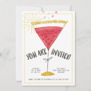 Watercolor Martini verre Cocktail Party Invitation