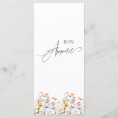 Watercolor Meadow Fleurs sauvages Mariage Menu Gou (Dos)
