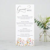 Watercolor Meadow Fleurs sauvages Mariage Menu Gou (Debout devant)