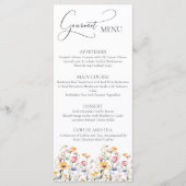 Watercolor Meadow Fleurs sauvages Mariage Menu Gou (Devant)
