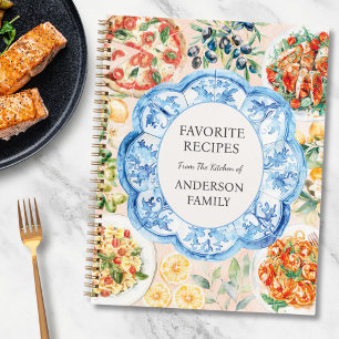 Watercolor Mediterraan familiereceptenboek Notitieboek