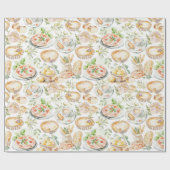 Watercolor Mediterranean Food Pattern Cadeaupapier (Vlak)