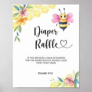 Watercolor Meisje Hommeltje luier raffle Poster
