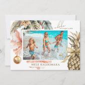 Watercolor Mele Kalikimaka Hawaïaanse foto Feestdagenkaart (Voorkant)