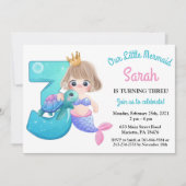 Watercolor Mermaid 3e anniversaire fête Invitation (Devant)