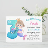 Watercolor Mermaid 3e anniversaire fête Invitation (Debout devant)