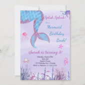 Watercolor Mermaid Tail Purple Invitation d'annive (Devant)