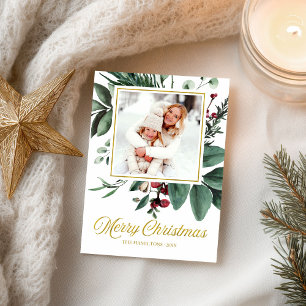 Watercolor Merry Christmas Holidays Photo Briefkaart