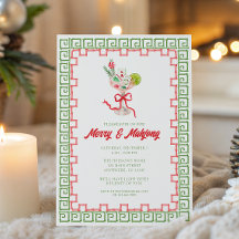 Watercolor Merry Mahjong Christmas Cocktail  Party