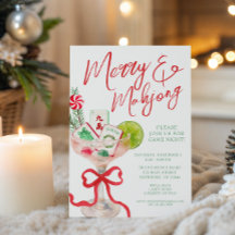 Watercolor Merry Mahjong Christmas Cocktail Party