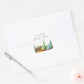 Watercolor Mexicaans Fiesta Cactus Bruidsfeest Vierkante Sticker (Envelop)