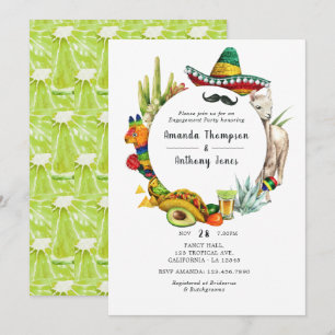 Watercolor Mexicaans Fiesta Verlovingsfeest Kaart