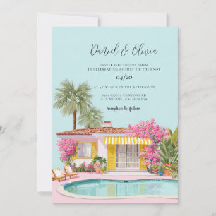 Watercolor Miami Beach Bruiloft Kaart