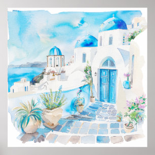 Watercolor Middellandse Zee Poster