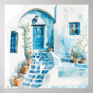 Watercolor Middellandse Zee Poster