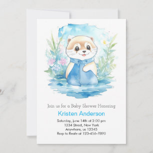 Watercolor Mignonne Otterslagregen Jongen Feestje Kaart
