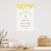 Watercolor Mimosa First Communion Welcome Poster (Keuken)