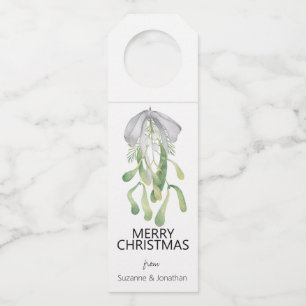 Watercolor Mistletoe Lintel Bladeren Kerst Flessenhanger