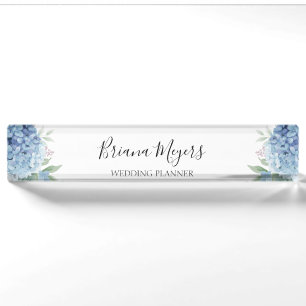 Watercolor Modern Bloemendecor Blauwe Hortensia's Naambordje
