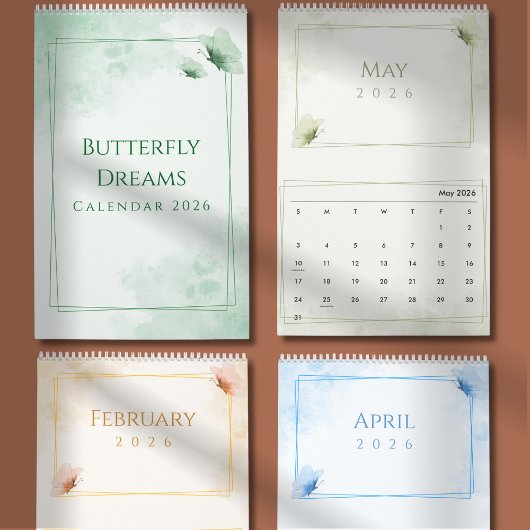 Watercolor Modern Butterfly Aesthetic Kalender