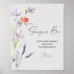 Watercolor moderne bloemensangria barposter poster