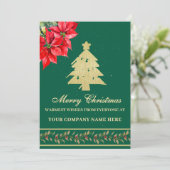 WATERCOLOR MODERNE ELEGANTE POINSETTIA BOOM FEESTDAGENKAART (Staand voorkant)