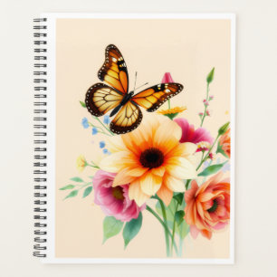 Watercolor Monarchvlinder en bloemenspiraal Not Planner