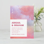 Watercolor Monogram Bruiloft Kaart (Staand voorkant)